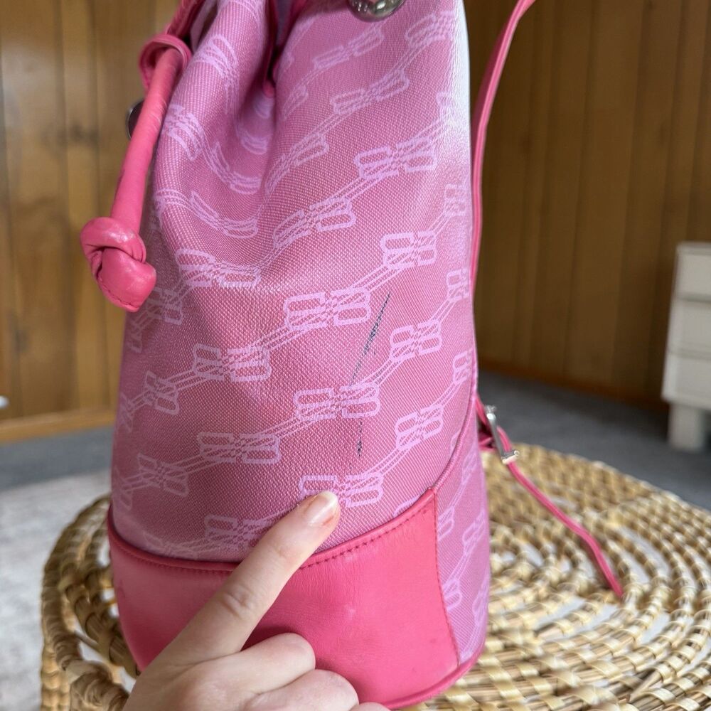 BALENCIAGA 90’s Vintage Bucket Bag Pink Leather Handbag Shoulder Bag Backpack - Picture 15 of 16